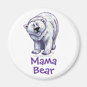 Mama Bear Polar Bear Round Magnet