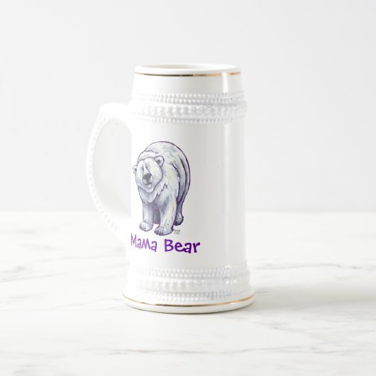 Mama Bear Polar Bear Stein Bierglas (Vorderseite Links)