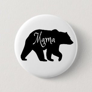 Mama Bear schwarz-weiß Button