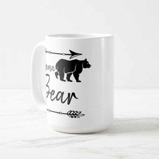 Mama Bear Schwarz-weiß Kaffeetasse (Vorderseite Links)
