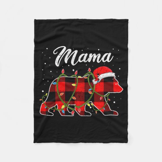 Mama Bear Shirt, Red Buffalo Plaid Mom Bear Pajama Fleecedecke (Vorderseite)