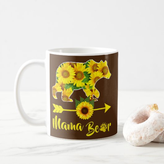 Mama Bear Sonnenblume Sonnenmütter Tag Mama und Kaffeetasse (Mit Donut)