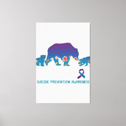 Mama Bear Suicide Prevention Awareness Bär T-Shir Leinwanddruck (Vorderseite)