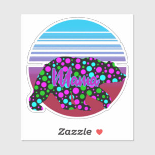 Mama Bear Sunset Polka Dots Happy Mütter Day Aufkleber