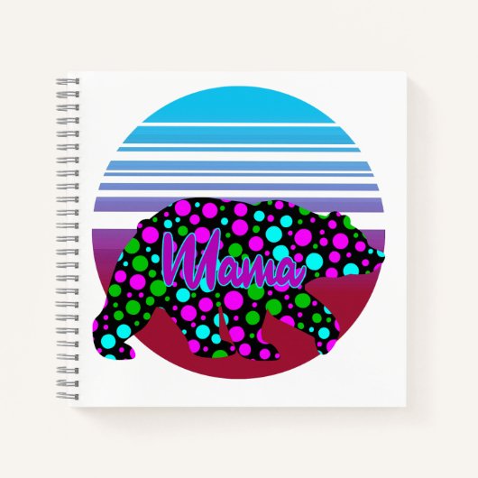 Mama Bear Sunset Polka Dots Happy Mütter Day Notizblock (Vorderseite)