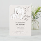 Mama Bear Taupe Neutral Baby Dusche Einladung (Stehend Vorderseite)