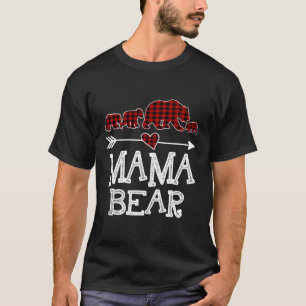 Mama Bear Three Cubs Red Kariert Mama Pajama T-Shirt