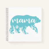 Mama Bear Turquoise Blume Journal Notizblock (Vorderseite)