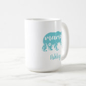 Mama Bear Turquoise Blume Kaffeetasse (VorderseiteRechts)