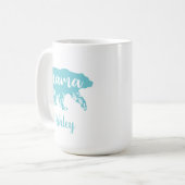 Mama Bear Turquoise Blume Kaffeetasse (Vorderseite Links)