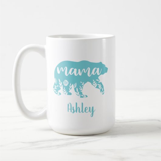 Mama Bear Turquoise Blume Kaffeetasse (Links)