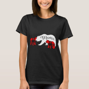 Mama Bear Two Cubs Karierte Mama Weihnachten Pajam T-Shirt