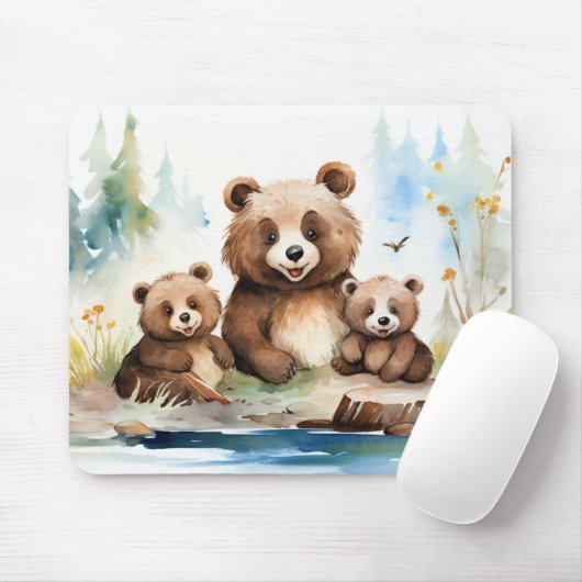 Mama Bear und Cubs Mousepad (Mit Mouse)
