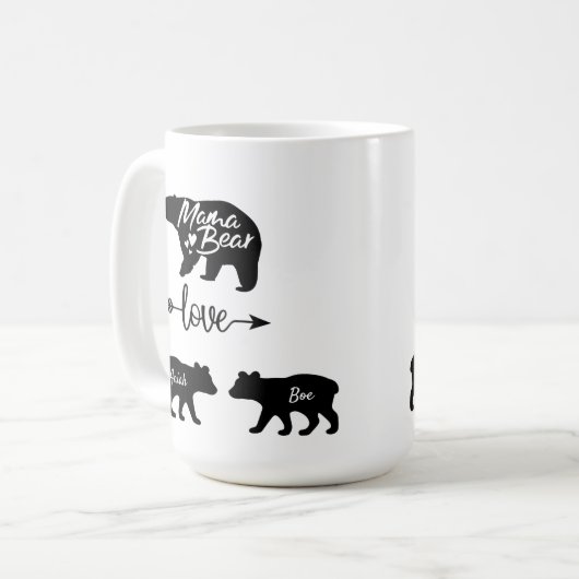 Mama Bear und Cubs Tasse (Vorderseite Links)