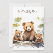 Mama Bear und Cubs Twin Baby Dusche Einladung (Vorderseite)