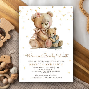 Mama Bear und Niedliche Baby Teddy Bear Baby Dusch Einladung
