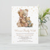 Mama Bear und Niedliche Baby Teddy Bear Baby Dusch Einladung (Stehend Vorderseite)