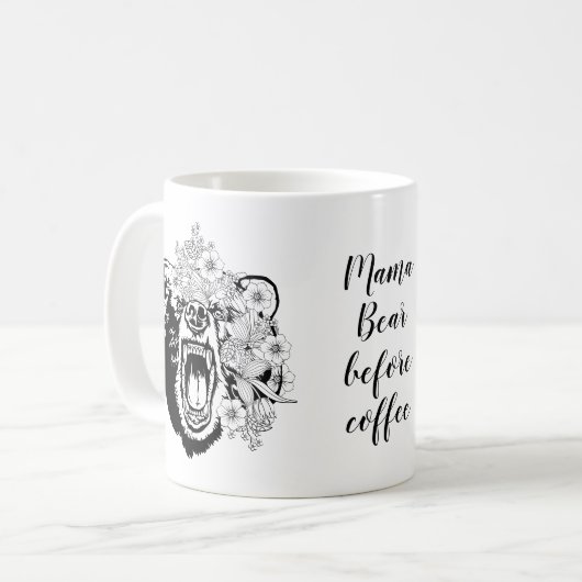 Mama Bear vor Coffee Funny Kaffeetasse (Vorderseite Links)