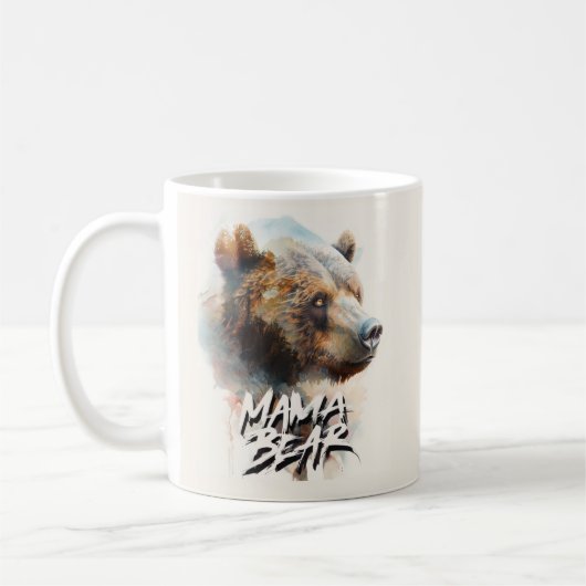 Mama Bear Watercolor Mutter Rustikal Kaffeetasse (Links)