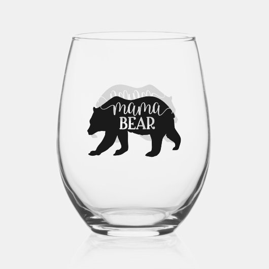 Mama Bear Weinglas Ohne Stiel (Vorderseite)