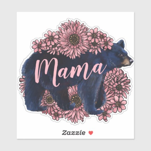 Mama Bear Wild Black Bar Sticker (Blatt)