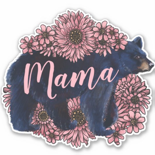 Mama Bear Wild Black Bar Sticker (Vorderseite)