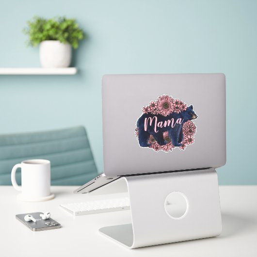 Mama Bear Wild Black Bar Sticker (Laptop auf Schreibtisch)