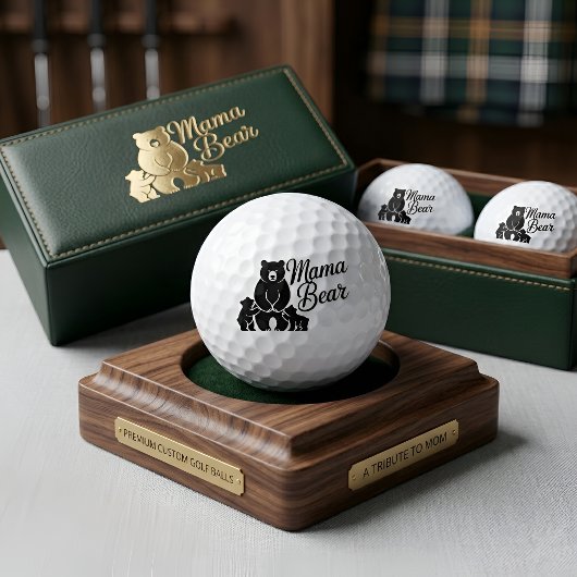 Mama Bear with Cubs Cute Family Bear Golfball