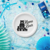 Mama Bear with Cubs Cute Family Bear Pappteller (Party)