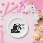 Mama Bear with Cubs Cute Family Bear Pappteller (Party)