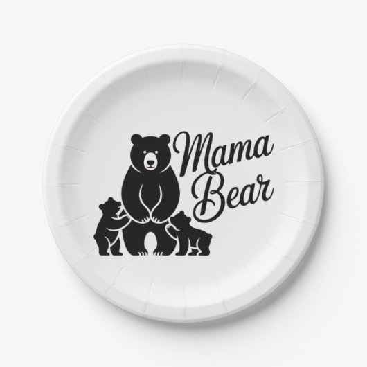 Mama Bear with Cubs Cute Family Bear Pappteller (Vorderseite)