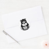 Mama Bear with Two Cubs Heart Line Art Design Runder Aufkleber (Umschlag)