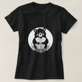 Mama Bear with Two Cubs Heart Line Art Design T-Shirt