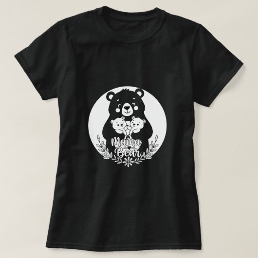 Mama Bear with Two Cubs Heart Line Art Design T-Shirt (Design vorne)