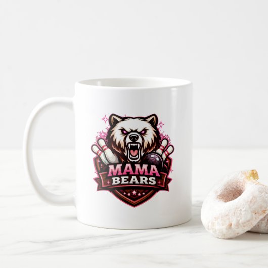 Mama Bears Women’s Bowling Team Logo Kaffeetasse (Mit Donut)