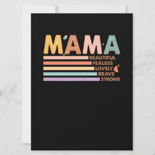 Mama Beautiful Fearless Lovely Brave Strong Karte