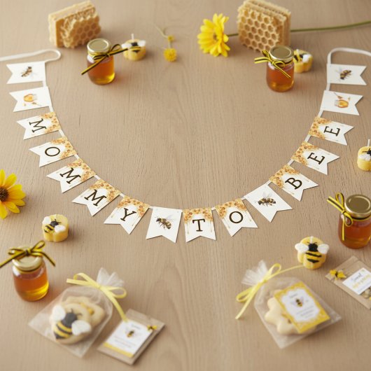 Mama Bee Honeycomb Honey Drip Baby Shower Wimpelkette