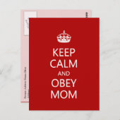 Mama behalt Calm und Obey Postkarte (Vorne/Hinten)