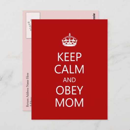 Mama behalt Calm und Obey Postkarte (Vorne/Hinten)