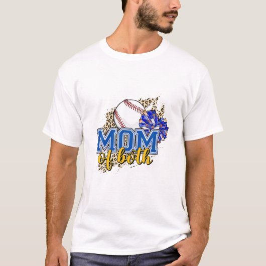 Mama beider Baseball Mama Cheer Mama Leopard Print T-Shirt (Vorderseite)