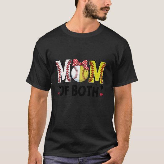 Mama beider Softball Baseball Mama Herzmutter T-Shirt (Vorderseite)