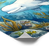 Mama Beluga Wal und Kinderkrippe Poster (Ecke)