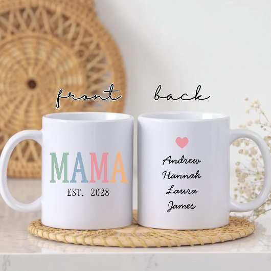 Mama | Benutzerdefinierte farbenfrohe Muttertagsfe Kaffeetasse
