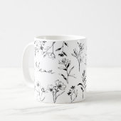 Mama Benutzerdefinierter Spruch Schwarz Weiß Flora Kaffeetasse (Vorderseite Links)