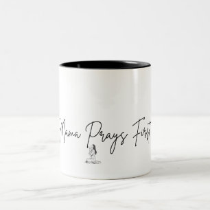 Mama betet zuerst Christliche Mama-Kaffeetasse Zweifarbige Tasse