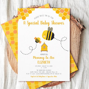 Mama-Biene Baby Shower Geschlechtsneutral Süß und Einladung