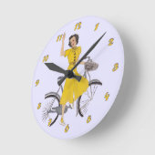 Mama Bike Lady Runde Wanduhr (Winkel)