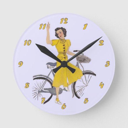 Mama Bike Lady Runde Wanduhr (Vorderseite)
