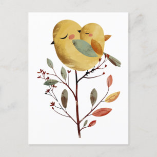 Mama Bird & Chick Whimsical Art Mother Day Postkarte
