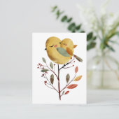 Mama Bird & Chick Whimsical Art Mother Day Postkarte (Stehend Vorderseite)